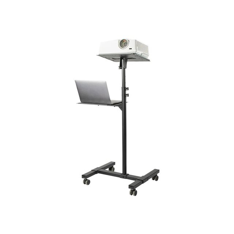 Reacondicionado | StarTech.com Soporte Móvil para Proyector y Ordenador Portátil - Carrito de Servicio Pesado para Proyector (2 Estantes) - de Altura Ajustable para Presentaciones - con Ruedas Bloqueables