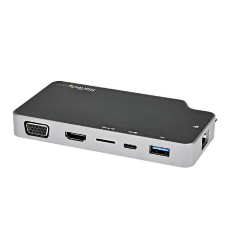 StarTech.com Adaptador Multipuertos USB C - Docking Station USB 3.1 Tipo C a Vídeo HDMI de 4K o VGA - PD Pass-through de 100W - Hub Ladrón USB de 2 Puertos - 10Gbps - Lector MicroSD - GbE