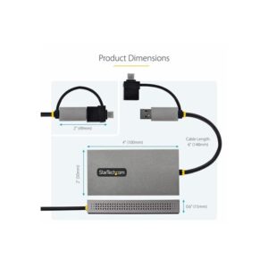StarTech.com Adaptador de USB a HDMI Doble, USB A/C a 2 Pantallas HDMI (1x 4K30Hz, 1x 1080p), Dongle Integrado USB-A a C, Cable de 11cm, Adaptador USB 3.0 a HDMI, Windows y macOS