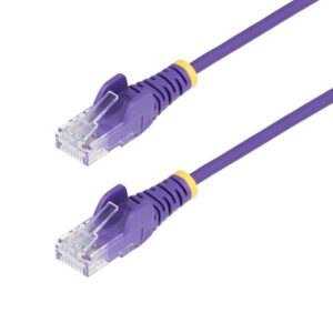 StarTech.com Cable de Red Ethernet CAT6 Delgado sin Enganches Morado de 2m - Cable RJ45 Snagless Slim 28AWG - Alambre de Cobre Puro - PoE 100W - con Alivios de Tensión - LSZH - Probado con Fluke