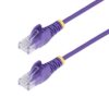 StarTech.com Cable de Red Ethernet CAT6 Delgado sin Enganches Morado de 3m - Cable RJ45 Snagless Slim 28AWG - Alambre de Cobre Puro - PoE 100W - con Alivios de Tensión - LSZH - Probado con Fluke