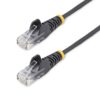 StarTech.com Cable de Red Ethernet CAT6 Delgado sin Enganches Negro de 15m - Cable RJ45 Snagless Slim 28AWG - Alambre de Cobre Puro - PoE 100W - con Alivios de Tensión - LSZH - Probado con Fluke