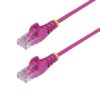 StarTech.com Cable de Red Ethernet CAT6 Delgado sin Enganches Rosa de 15m - Cable RJ45 Snagless Slim 28AWG - Alambre de Cobre Puro - PoE 100W - con Alivios de Tensión - LSZH - Probado con Fluke