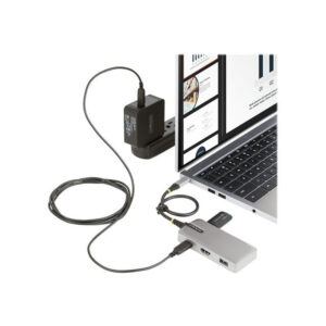 StarTech.com Adaptador Multipuertos USB-C - Docking Station USB Tipo C HDMI 4K60 - Hub Ladrón USB 3.0 de 3 Puertos - Entrega de Alimentación PD 100W - GbE - Works with Chromebook