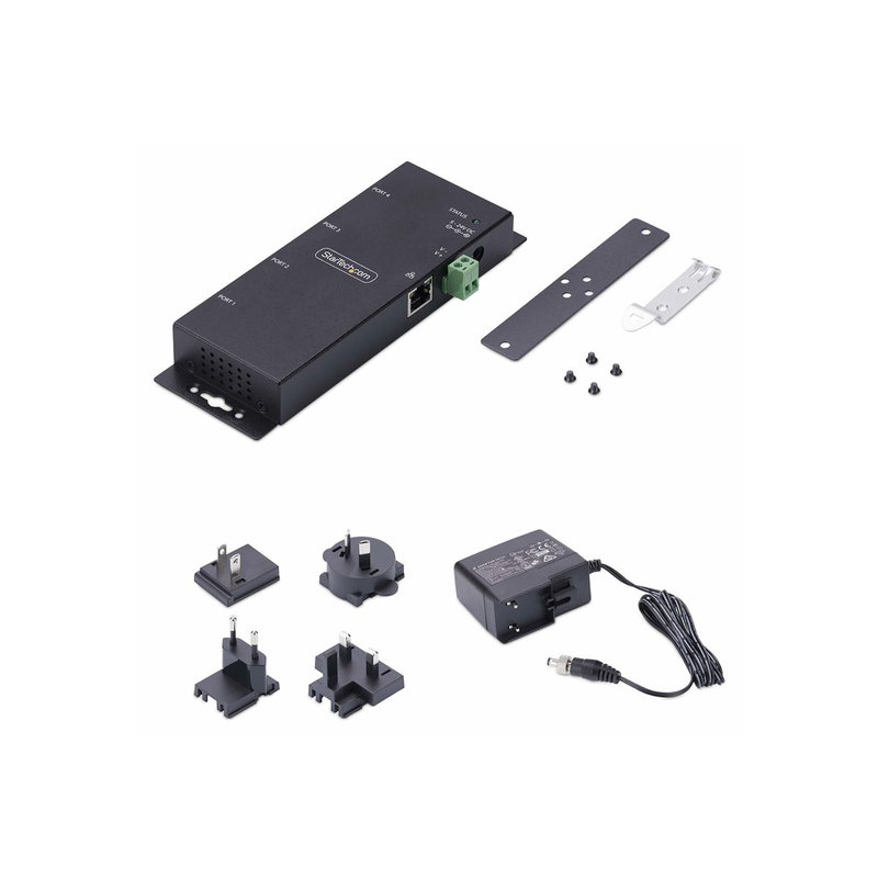 StarTech.com Adaptador Serie a Ethernet - Conversor RJ45 LAN IP a DB9 RS232 - Servidor de Dispositivos Serie de 4 Puertos - Carcasa de Metal - Dispositivos Serie Remotos - Pared o Carril DIN - TAA StarTech.com Adaptador Serie a Ethernet - Conversor RJ45 LAN IP a DB9 RS232 - Servidor de Dispositivos Serie de 4 Puertos - Carcasa de Metal - Dispositivos Serie Remotos - Pared o Carril DIN - TAA