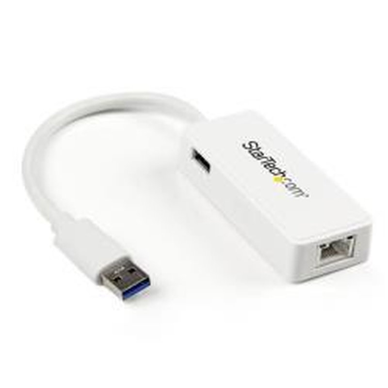 StarTech.com Adaptador Tarjeta de Red NIC Externa USB 3.0 de 1 Puerto Gigabit Ethernet RJ45 y Puerto USB - Blanco StarTech.com Adaptador Tarjeta de Red NIC Externa USB 3.0 de 1 Puerto Gigabit Ethernet RJ45 y Puerto USB - Blanco