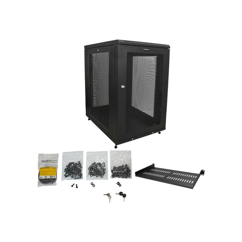 StarTech.com Armario Rack Servidores 18U con 4 Columnas y 19 Pulgadas - Profundidad Ajustable: 5cm a 76cm/2" a 30" - con Ruedas/Gestión de Cables/Estante/Cierre/Puertas con Llave