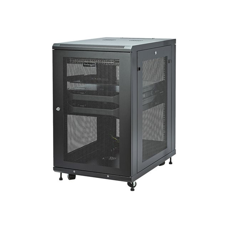 StarTech.com Armario Rack Servidores 18U con 4 Columnas y 19 Pulgadas - Profundidad Ajustable: 5cm a 76cm/2" a 30" - con Ruedas/Gestión de Cables/Estante/Cierre/Puertas con Llave - Imagen 2
