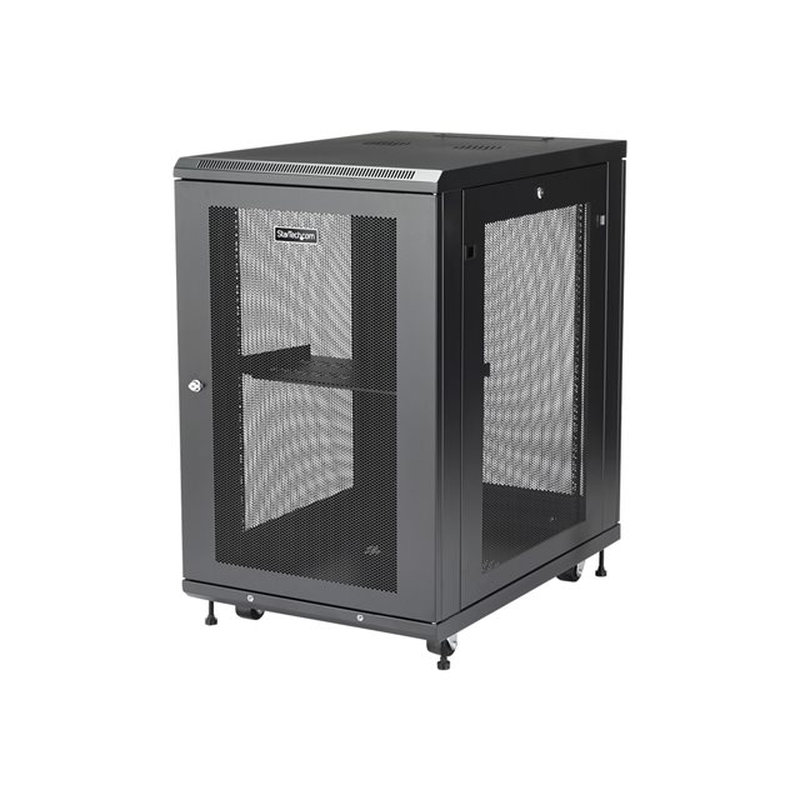 StarTech.com Armario Rack Servidores 18U con 4 Columnas y 19 Pulgadas - Profundidad Ajustable: 5cm a 76cm/2" a 30" - con Ruedas/Gestión de Cables/Estante/Cierre/Puertas con Llave - Imagen 3