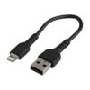 StarTech.com Cable Resistente USB-A a Lightning de 15 cm Negro - Cable de Sincronización y Carga USB Tipo A a Lightning con Fibra de Aramida Resistente - Certificado MFi de Apple - para iPad/iPhone 12