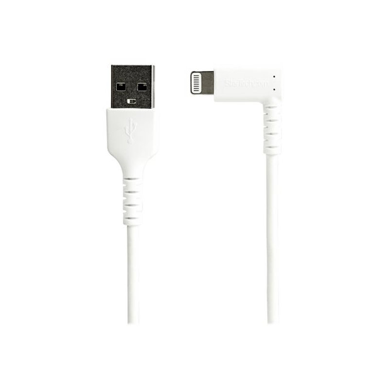 StarTech.com Cable Resistente USB-A a Lightning de 2 m - Blanco -Acodado en un Ángulo de 90° a la Derecha - Cable de Carga y Sincronización USB Tipo A a Lightning de Fibra de Aramida Resistente - MFi - iPhone - Imagen 2