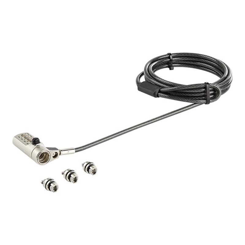StarTech.com Cable de 2m de Seguridad Universal 3 en 1 para Ordenadores Portátiles - Cable con Candado de Combinación de 4 Dígitos para Ordenador de Sobremesa o Portátil - para K-Slot - Ranura Nano - Ranura Wedge - Cable de Seguridad Antirrobo