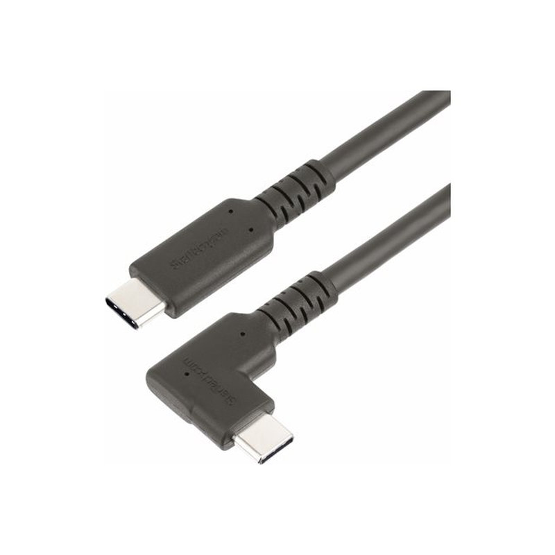 StarTech.com Cable de 50cm USB-C Resistente Acodado a la Derecha - USB 3.2 Gen 2 (10 Gbps) - Cable de Transferencia USB Tipo C - DP de Modo Alt 4K 60Hz - PD 100W - Cable de 90 Grados