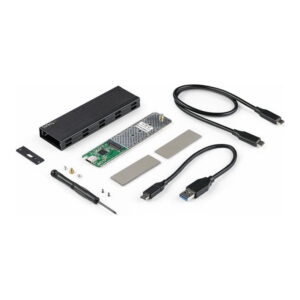 StarTech.com Caja Externa USB-C de 10Gbps a NVMe M.2 or SSD SATA M.2 - Carcasa de Aluminio Portátil para SSD NGFF M.2 PCIe/SATA - con Cables USB C y USB A - USB Tipo C - Soporta 2230/2242/2260/2280