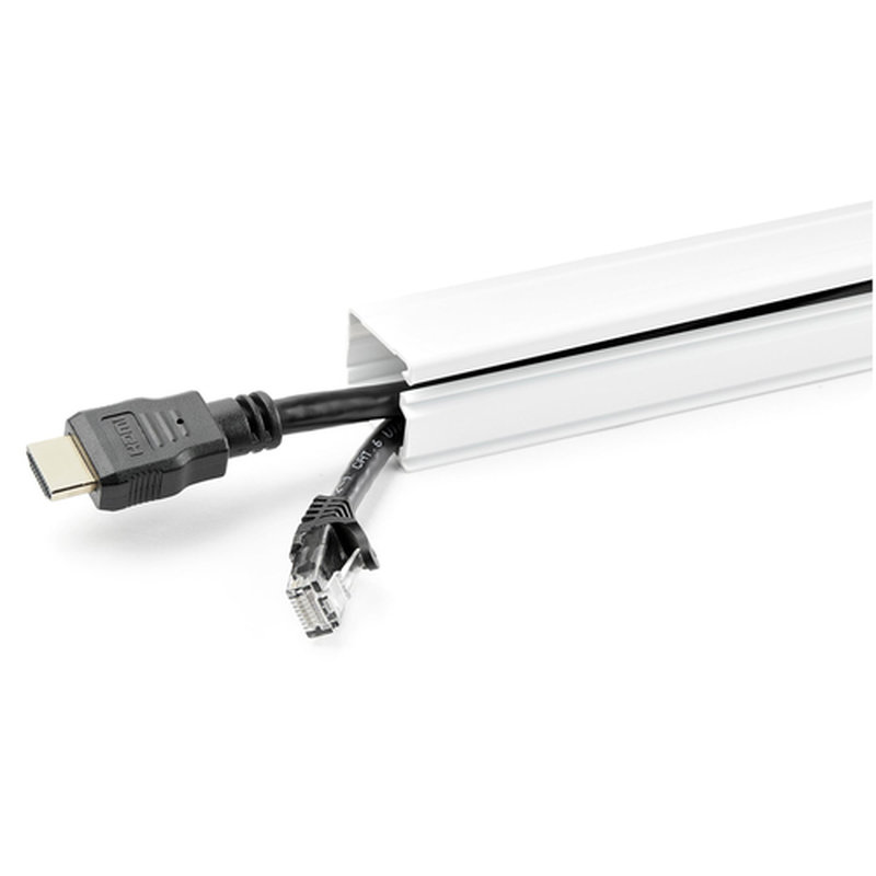 StarTech.com Canaleta de Gestón de Cableado Sólido con Cinta Adhesiva y Tapa, 29 mm An x 20 mm Al - 1,8 m Lar. Kit de PVC - Ocultador de Cables de Red o Alimentación - Sistema de Conducto de Pared para Cables - UL - Imagen 3