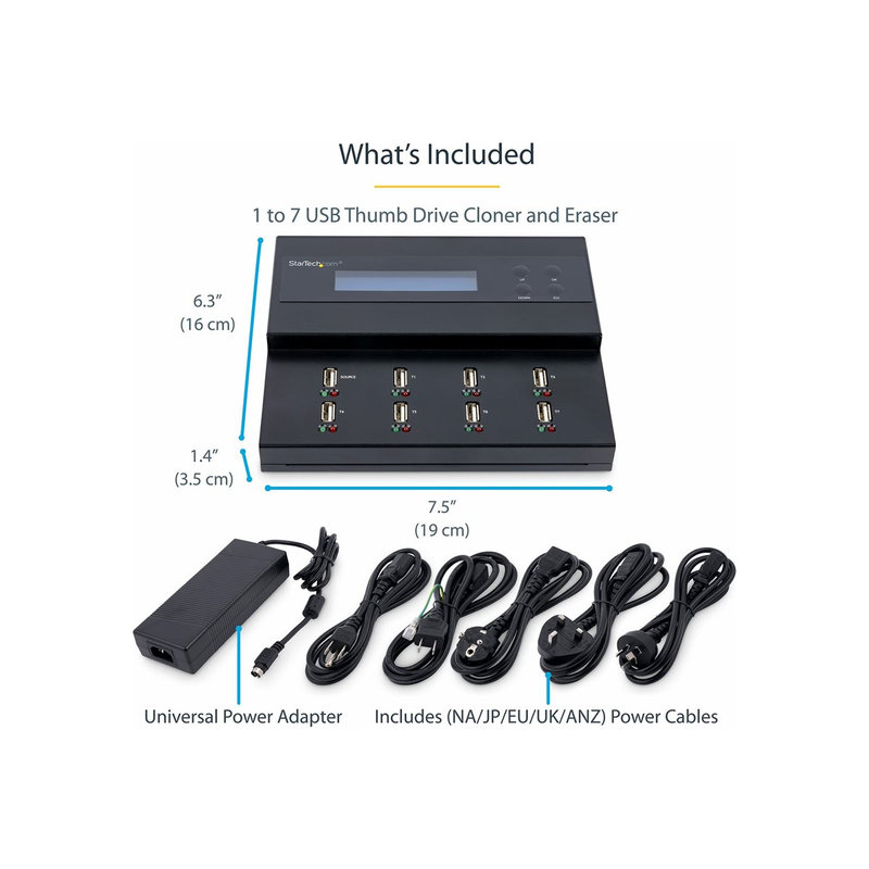StarTech.com Clonador y Borrador Autónomo de Unidades de Memoria Flash USB 1:7 - Copiador de Memorias USB - Copiador de Pendrive
