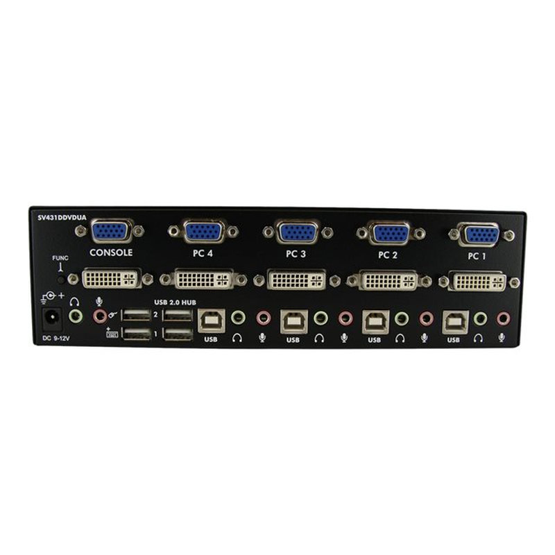 StarTech.com Conmutador Switch KVM 4 Ordenadores 2 Monitores Dobles DVI VGA Audio Puertos USB 1920x1440 - Imagen 2
