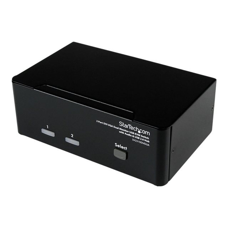 StarTech.com Conmutador Switch KVM de 2 Puertos Doble Monitor DVI VGA Audio 4 Puertos USB 1920x1200