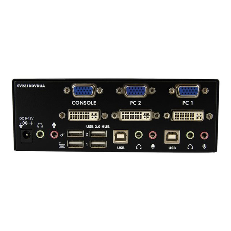 StarTech.com Conmutador Switch KVM de 2 Puertos Doble Monitor DVI VGA Audio 4 Puertos USB 1920x1200 - Imagen 3