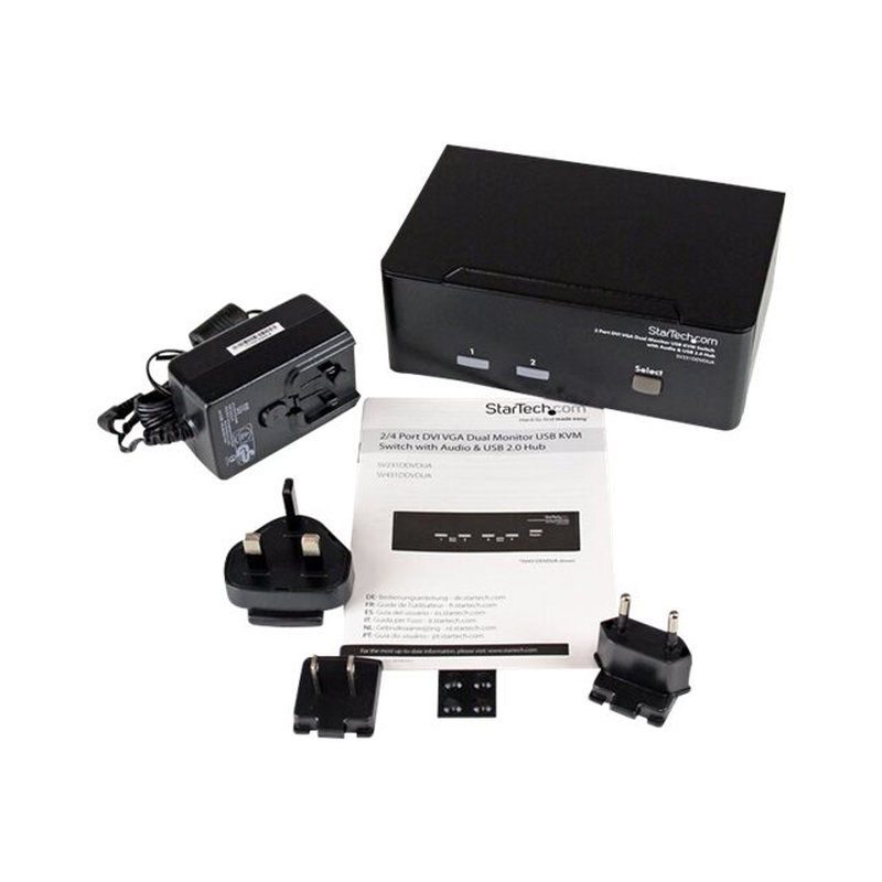 StarTech.com Conmutador Switch KVM de 2 Puertos Doble Monitor DVI VGA Audio 4 Puertos USB 1920x1200 - Imagen 4