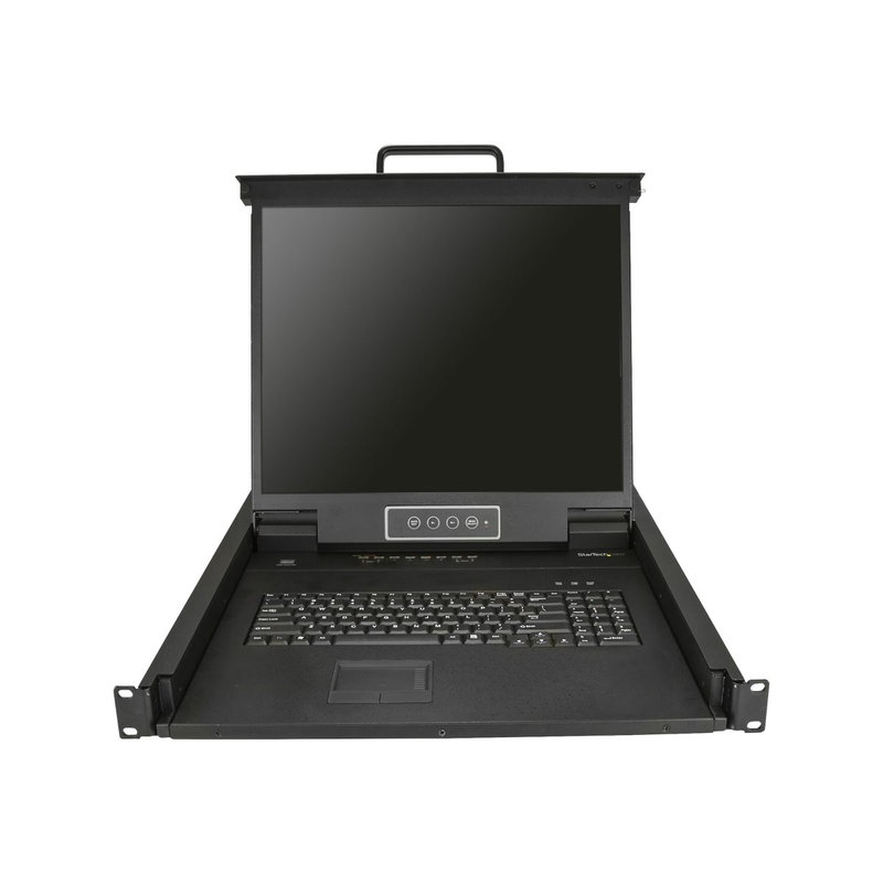 StarTech.com Consola KVM de 8 puertos para Montaje en Rack - Teclado QWERTY - con Cables de 1,8m - Conmutador KVM con Monitor LCD de 19" - Switch KVM LCD 1U OSD - 50.000 MTBF - USB + VGA