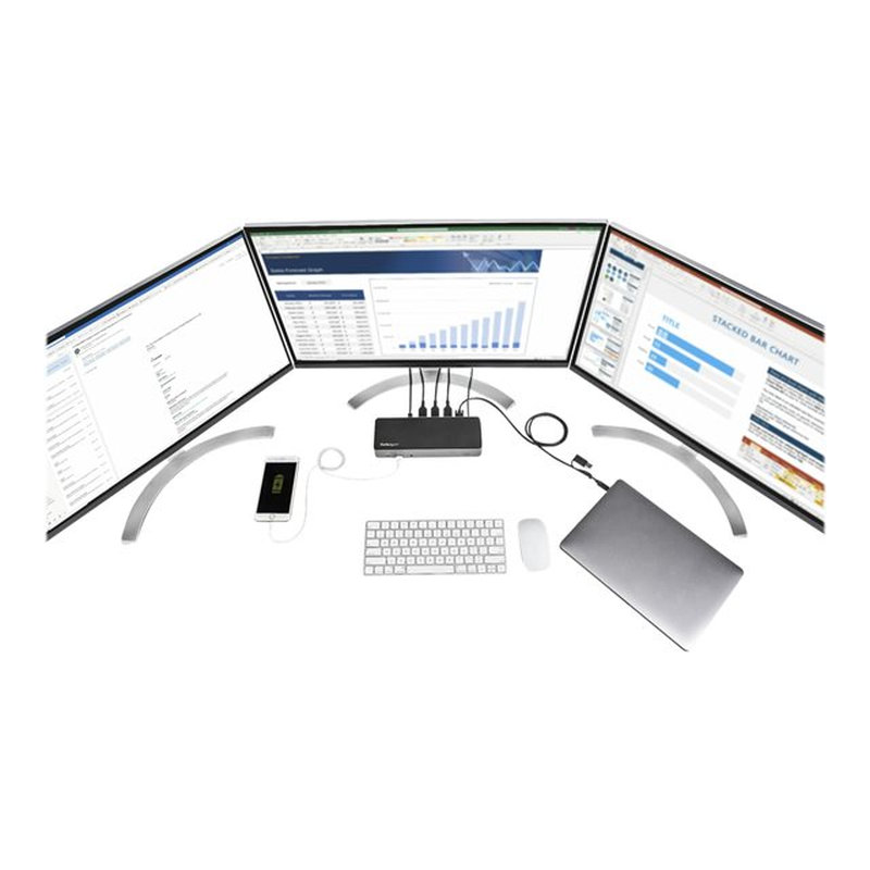 StarTech.com Docking Station USB-C y USB-A 10Gb - Replicador de Puertos Híbrido Universal para 3 Monitores DisplayPort y HDMI 4K de 60Hz - PD 85W - Hub Ladrón USB de 6 Puertos - Audio - Red Gigabit - Imagen 5
