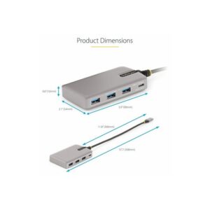 StarTech.com Hub Ladrón USB-C de 4 Puertos con Modo Alt de DP para USB-C y Salida de Vídeo de 4K 60Hz - 3x USB-A - 1x USB Tipo C - PD 100W - USB 3.2 10Gbps - Cable 30cm - Portátil StarTech.com Hub Ladrón USB-C de 4 Puertos con Modo Alt de DP para USB-C y Salida de Vídeo de 4K 60Hz - 3x USB-A - 1x USB Tipo C - PD 100W - USB 3.2 10Gbps - Cable 30cm - Portátil