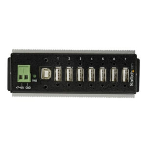 StarTech.com Hub USB 2.0 de 7 Puertos - Hub Ladrón Industrial USB-A (7x USB-A) de Metal con ESD & Protección Contra Picos de Corriente - con Temperatura Operativa Extendida de -40 a 85°C - de Instalación en Carril DIN / Pared / Escritorio