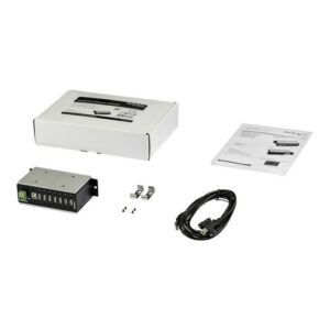 StarTech.com Hub USB 2.0 de 7 Puertos - Hub Ladrón Industrial USB-A (7x USB-A) de Metal con ESD & Protección Contra Picos de Corriente - con Temperatura Operativa Extendida de -40 a 85°C - de Instalación en Carril DIN / Pared / Escritorio