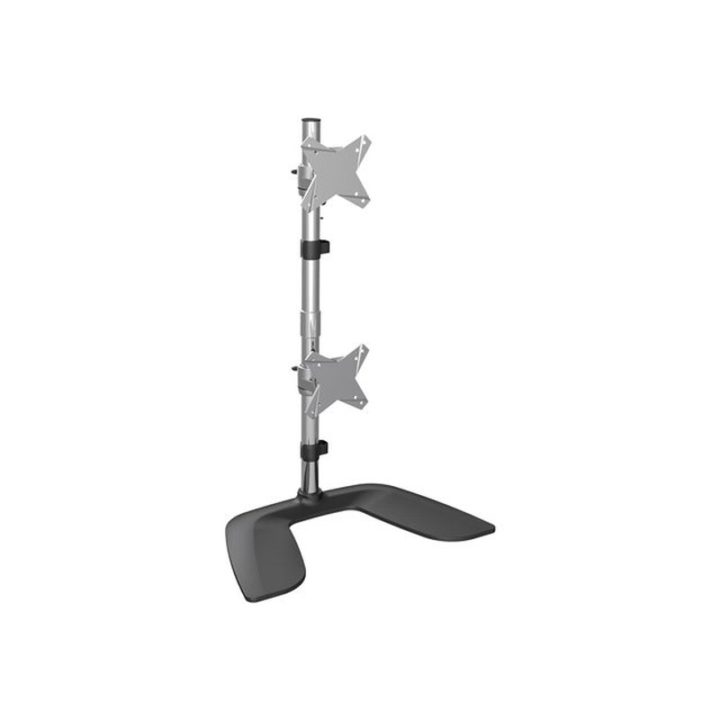 StarTech.com Soporte VESA para 2 Monitores de hasta 27" - Base para Monitor Ergonómica de Sobremesa - de Montaje para 2 Monitores Apilados Verticalmente - Altura Ajustable - Plata