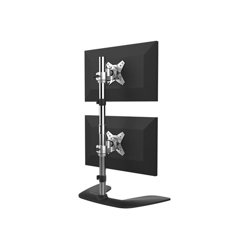 StarTech.com Soporte VESA para 2 Monitores de hasta 27" - Base para Monitor Ergonómica de Sobremesa - de Montaje para 2 Monitores Apilados Verticalmente - Altura Ajustable - Plata - Imagen 2