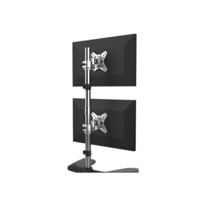 StarTech.com Soporte VESA para 2 Monitores de hasta 27" - Base para Monitor Ergonómica de Sobremesa - de Montaje para 2 Monitores Apilados Verticalmente - Altura Ajustable - Plata