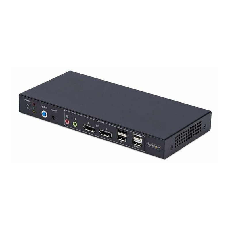 StarTech.com Switch KVM DisplayPort de 2 Puertos y 2 Pantallas - Conmutador KVM con Hub USB de 4 Puertos - con Matriz de Vídeo Dual View - 4K60Hz - Conmutado por Teclas de Acceso Rápido - DP 1.2 - TAA
