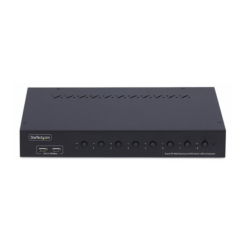 StarTech.com Switch KVM de 8 Puertos DisplayPort 4K 60Hz - Conmutador KVM DP 1.2 4K60 con Kit de Montaje 1U para Rack - con Hub USB de 4 Puertos - Conmutado por Botón y Teclas de Acceso Rápido - TAA - Imagen 2