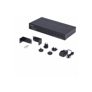 StarTech.com Switch KVM de 8 Puertos DisplayPort 4K 60Hz - Conmutador KVM DP 1.2 4K60 con Kit de Montaje 1U para Rack - con Hub USB de 4 Puertos - Conmutado por Botón y Teclas de Acceso Rápido - TAA