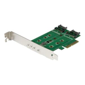 StarTech.com Tarjeta Adaptadora PCI Express 3.0 de 3 Puertos M.2 para SSD - 1x NVMe - 2x SATA III