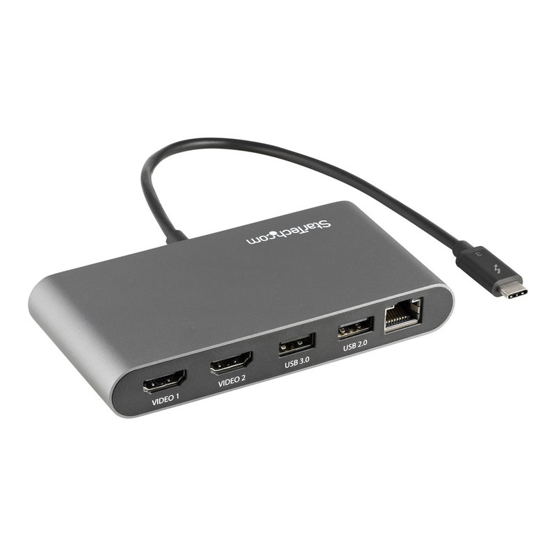 StarTech.com Thunderbolt 3-minidockningsstation - bärbar TB3-dockningsstation för dubbelskärm med HDMI 4K 60 Hz - 2x USB-A-hubb (3.2/2.0) och GbE - 28 cm inbyggd kabel - TB3-multiportadapter för bärbara datorer - Mac/Windows StarTech.com Thunderbolt 3-minidockningsstation - bärbar TB3-dockningsstation för dubbelskärm med HDMI 4K 60 Hz - 2x USB-A-hubb (3.2/2.0) och GbE - 28 cm inbyggd kabel - TB3-multiportadapter för bärbara datorer - Mac/Windows
