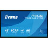 iiyama T4329AS-B1AG pantalla de señalización Panel plano interactivo 108 cm (42.5") LED Wifi 500 cd / m² 4K Ultra HD Negro Pantalla táctil Procesador incorporado Android 24/7