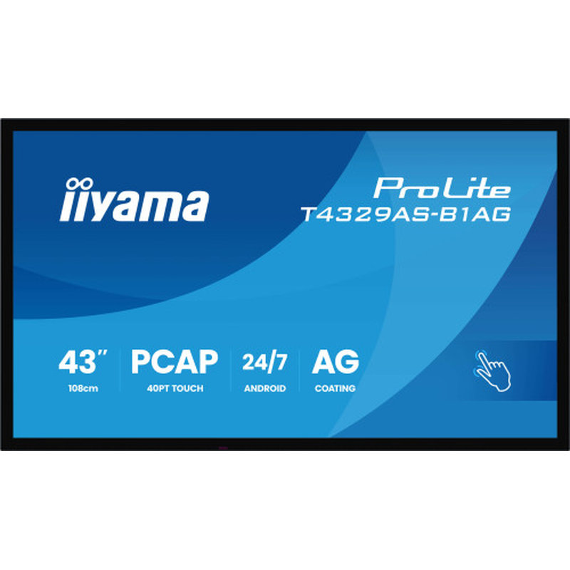 iiyama T4329AS-B1AG pantalla de señalización Panel plano interactivo 108 cm (42.5") LED Wifi 500 cd / m² 4K Ultra HD Negro Pantalla táctil Procesador incorporado Android 24/7 iiyama T4329AS-B1AG pantalla de señalización Panel plano interactivo 108 cm (42.5") LED Wifi 500 cd / m² 4K Ultra HD Negro Pantalla táctil Procesador incorporado Android 24/7