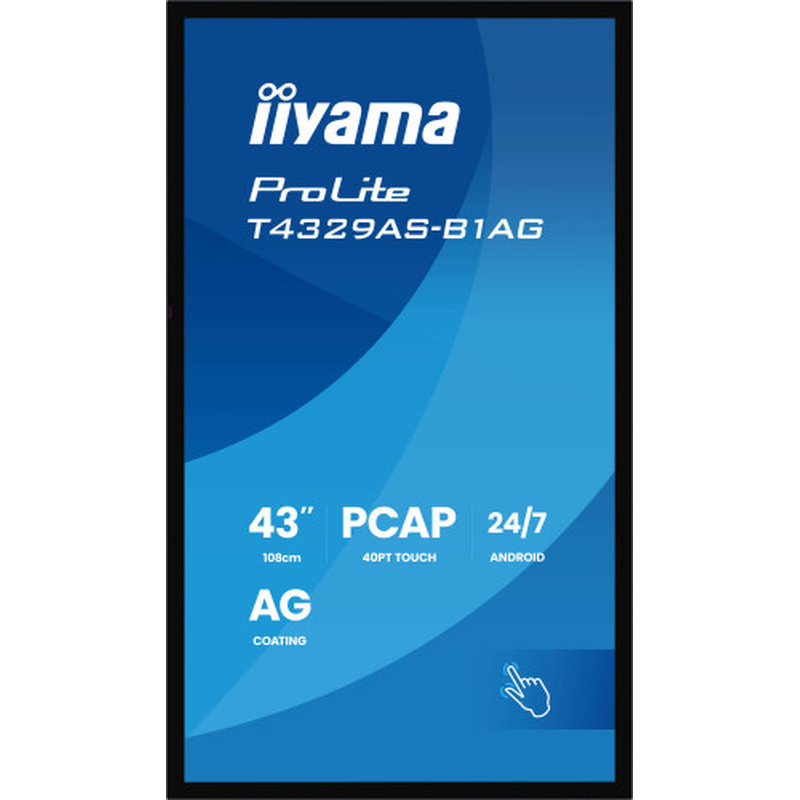 iiyama T4329AS-B1AG pantalla de señalización Panel plano interactivo 108 cm (42.5") LED Wifi 500 cd / m² 4K Ultra HD Negro Pantalla táctil Procesador incorporado Android 24/7 iiyama T4329AS-B1AG pantalla de señalización Panel plano interactivo 108 cm (42.5") LED Wifi 500 cd / m² 4K Ultra HD Negro Pantalla táctil Procesador incorporado Android 24/7 - Imagen 3