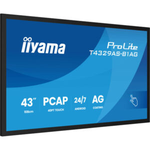 iiyama T4329AS-B1AG pantalla de señalización Panel plano interactivo 108 cm (42.5") LED Wifi 500 cd / m² 4K Ultra HD Negro Pantalla táctil Procesador incorporado Android 24/7 iiyama T4329AS-B1AG pantalla de señalización Panel plano interactivo 108 cm (42.5") LED Wifi 500 cd / m² 4K Ultra HD Negro Pantalla táctil Procesador incorporado Android 24/7