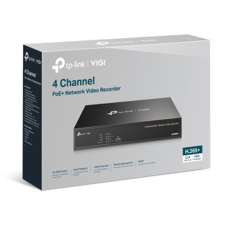 TP-Link VIGI NVR1004H-4P-2TB Grabadore de vídeo en red (NVR) Negro - Imagen 4