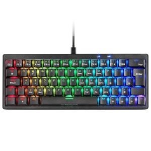 Mars Gaming MKMINIPRO, Teclado Mecánico Ultra-Compacto 60%, Switches Mecánicos Hot-Swappable, Iluminación RGB Chroma, Teclado Gaming Antighosting, Multiplataforma, Switch Azul, Español, Negro