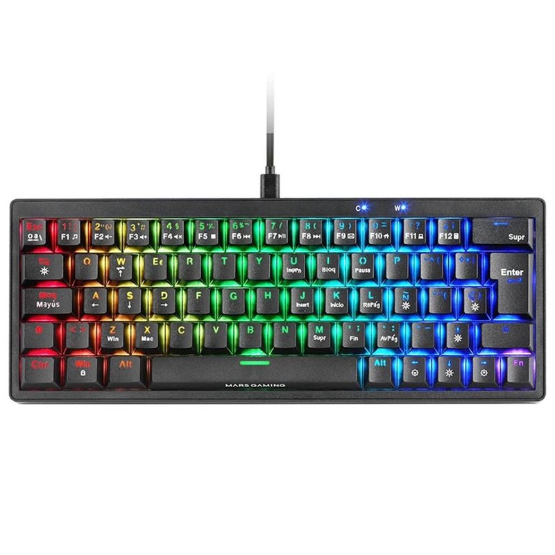 Mars Gaming MKMINIPRO, Teclado Mecánico Ultra-Compacto 60%, Switches Mecánicos Hot-Swappable, Iluminación RGB Chroma, Teclado Gaming Antighosting, Multiplataforma, Switch Azul, Español, Negro Mars Gaming MKMINIPRO, Teclado Mecánico Ultra-Compacto 60%, Switches Mecánicos Hot-Swappable, Iluminación RGB Chroma, Teclado Gaming Antighosting, Multiplataforma, Switch Azul, Español, Negro