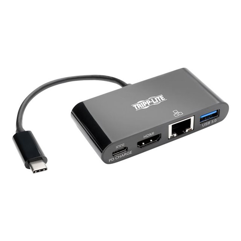 Tripp Lite Adaptador USB-C Type-C a HDMI con Hub USB-A, Gigabit Ethernet, Thunderbolt 3, 4K — Carga PD, 30 Hz, Negro - Imagen 2