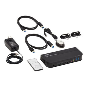 Tripp Lite B005-HUA2-K KVM HDMI / USB de 2 Puertos - 4K 60 Hz, HDR, HDCP 2.2, IR, Compartido de USB, Cables USB 3.0 Tripp Lite B005-HUA2-K KVM HDMI / USB de 2 Puertos - 4K 60 Hz, HDR, HDCP 2.2, IR, Compartido de USB, Cables USB 3.0