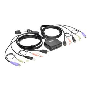 Tripp Lite B032-HUA2 KVM con Cables USB / HD de 2 Puertos con audio y video, Cables y USB para Compartir Periféricos