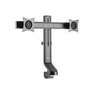 Tripp Lite DDR1727DC Brazo para Monitor con Pantalla Doble con Abrazadera de Escritorio y Pasacables - Altura Ajustable, Monitores de 17" a 27"