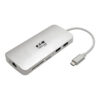 Tripp Lite Estación de Conexión USB-C Type-C, 4K @ 30 Hz, HDMI, Thunderbolt 3, USB-A Hub, Carga PD, SD / Micro SD, GbE - Plata