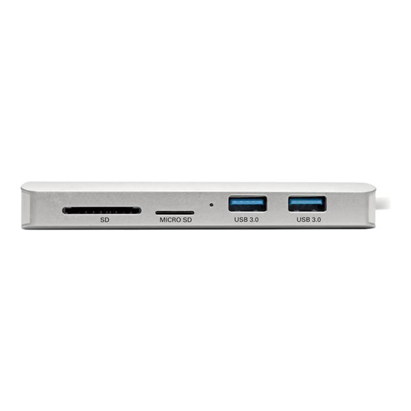 Tripp Lite Estación de Conexión USB-C Type-C, 4K @ 30 Hz, HDMI, Thunderbolt 3, USB-A Hub, Carga PD, SD / Micro SD, GbE - Plata - Imagen 2